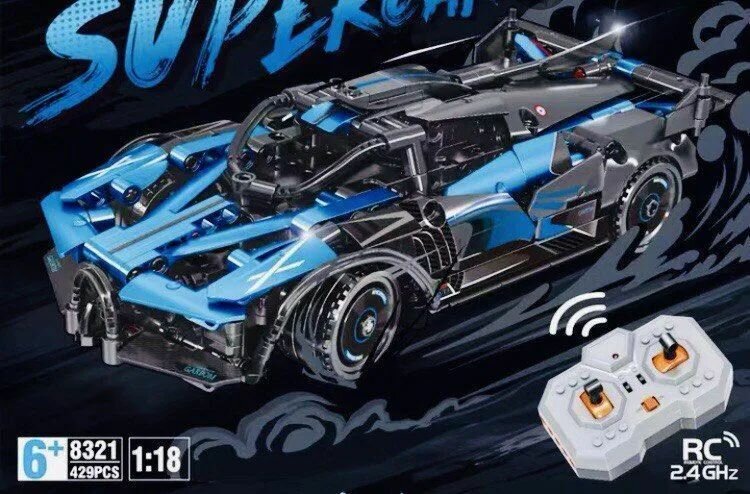 Конструктор гоночная машина "Supercar Bugatti с пультом ДУ" / 8321 / 429 деталей