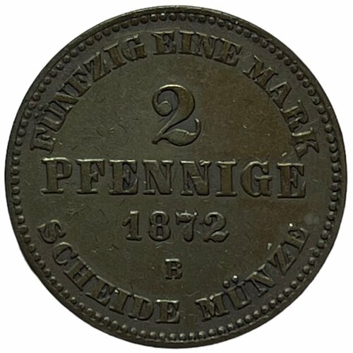 Германия, Мекленбург-Шверин 2 пфеннига 1872 г. (B) (Лот №2) клуб нумизмат монета 3 пфеннига мекленбург шверина 1861 года медь а