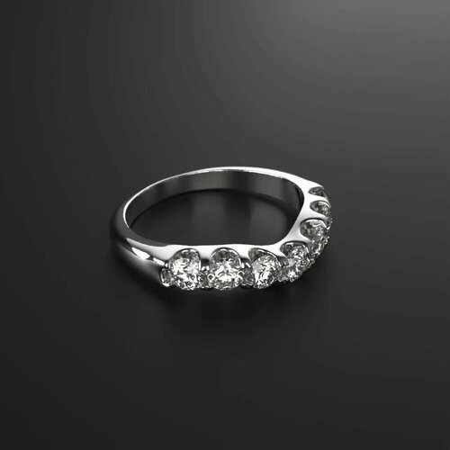 Кольцо обручальное Constantine Filatov кольцо-дорожка с бриллиантами, белое золото, 585 проба, родирование, бриллиант, размер 17.5, белый