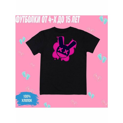 Футболка Zerosell стильный арт кролик розовый, размер 6 лет, черный футболка стильный арт кролик фотограф размер 6 лет черный