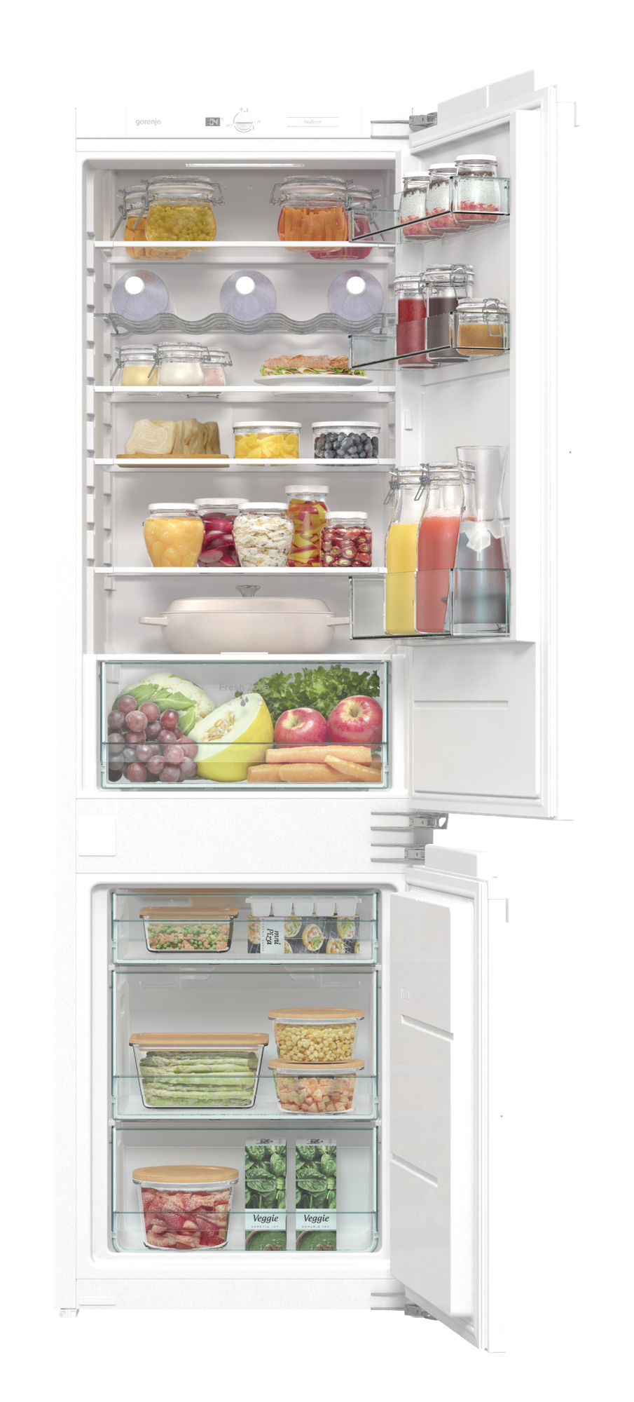 Встраиваемый холодильник Gorenje NRKI2181E1, 248 л, Цифровой дисплей, Автоматическое размораживание, белый