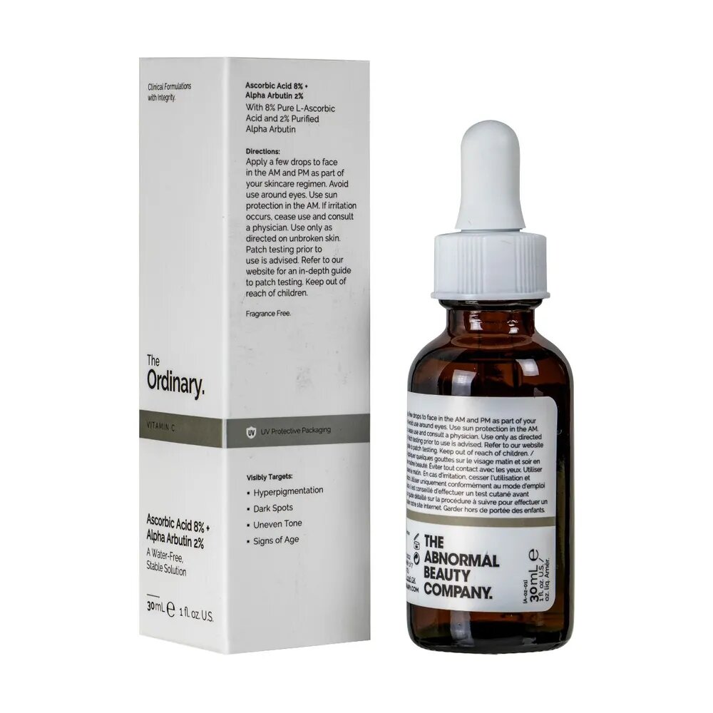 The Ordinary Ascorbic Acid 8% Alpha Arbutin 2% Сыворотка для выравнивания тона кожи с аскорбиновой кислотой 8% и арбутином 3%, 30мл. — фото 1