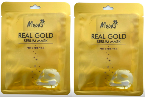 Маска-сыворотка Moods, из настоящего золота, освежает и омолаживает кожу, 38 гр, 2 шт.