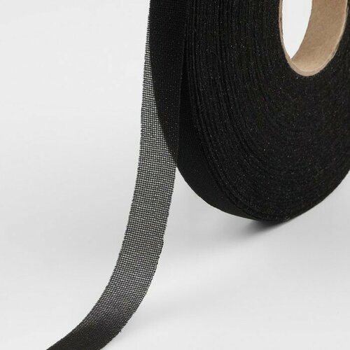 Лента клеевая нитепрошивная по долевой 46 гкв м 15 мм 100 м цвет чёрный 625₽
