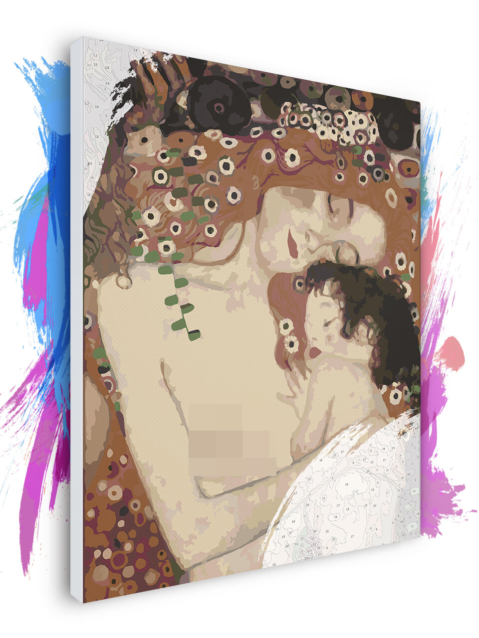 Картина по номерам на холсте Густав Климт - Мать и дитя, 70 х 90 см