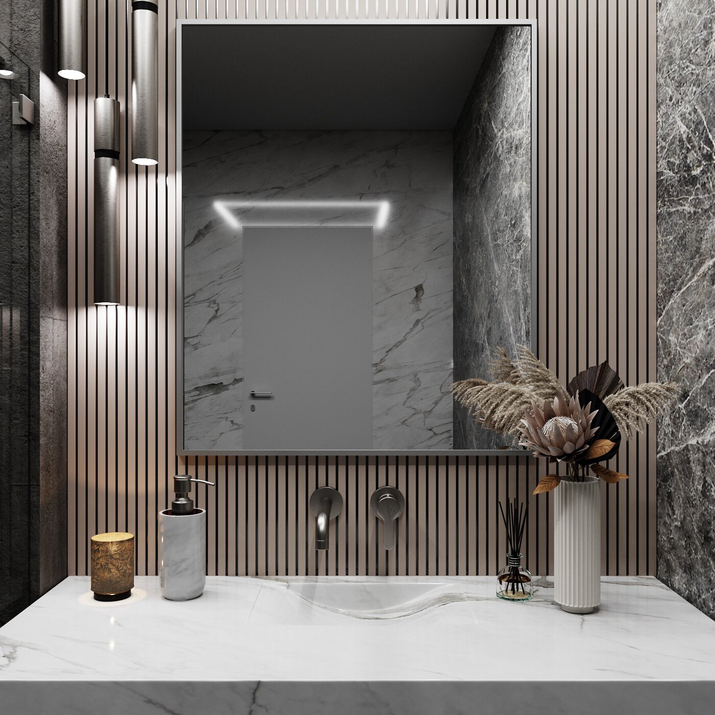 Зеркало в ванную Market.House 80х70 см. Серебро