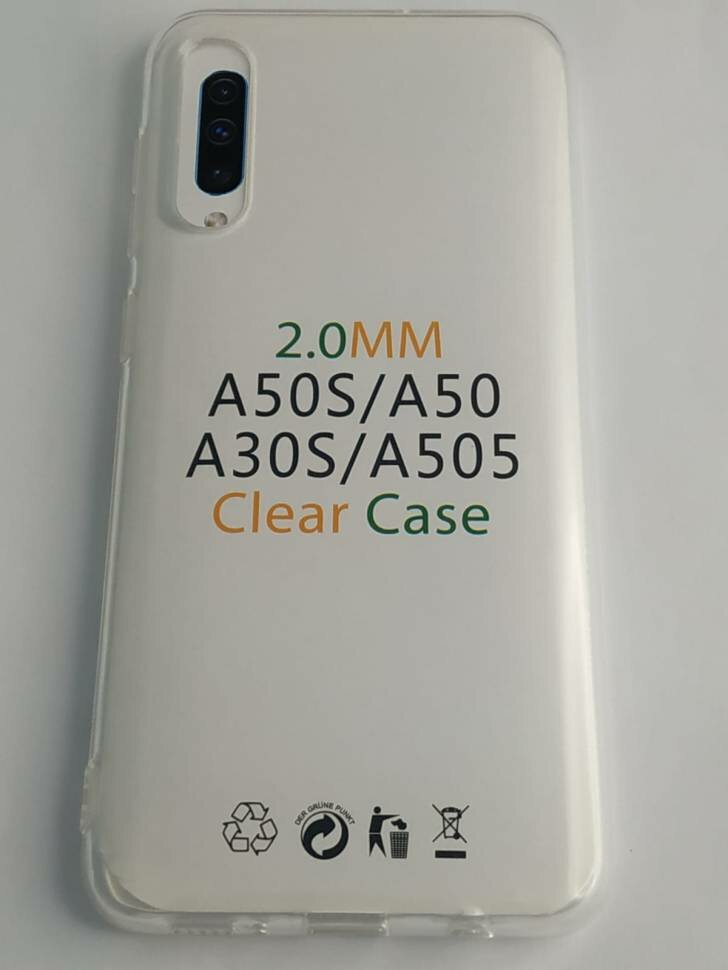 Чехол-накладка силикон 2.0мм Samsung Galaxy A50S/A50/A30S/A505 прозрачный