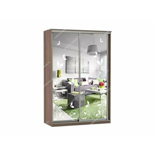 Шкаф купе Модерн 1190х600 2-х дверный зеркальный с пескоструем 4 шимо темный 65856₽