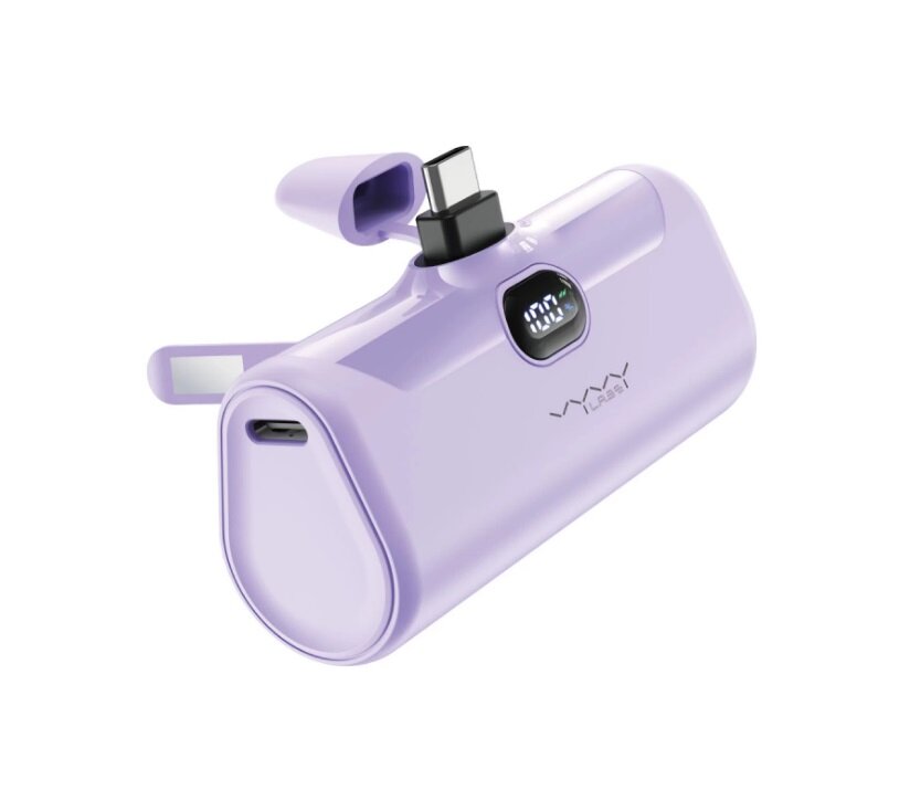 Внешний аккумулятор с подставкой и фонариком Vyvylabs Q05 Capsule 5000mAh Type-C Purple