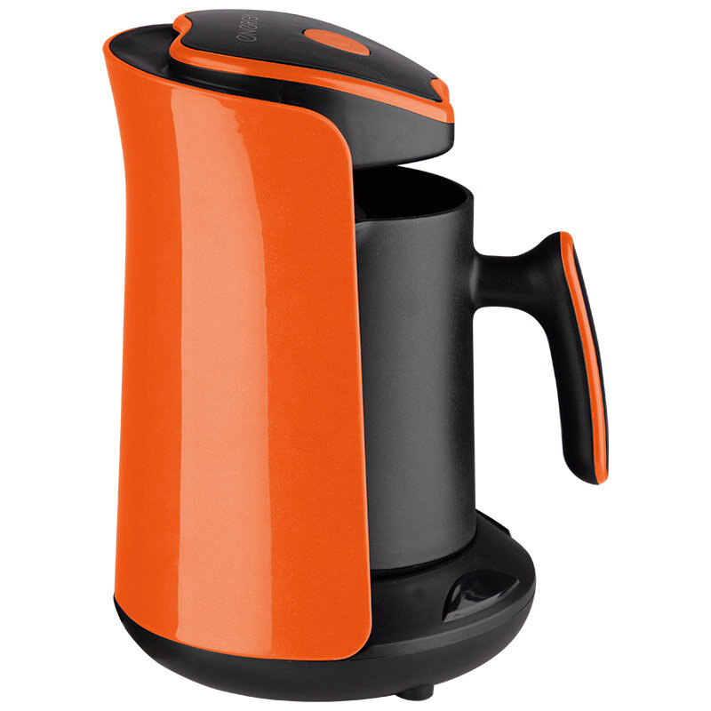 Турка для кофе 300 мл электрическая с автоматическим отключением, 600 Вт, защита от работы без воды, черный/оранжевый