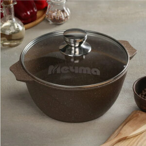 Кастрюля Мечта Гранит Brown 4л антипригарное покрытие стеклянная крышка