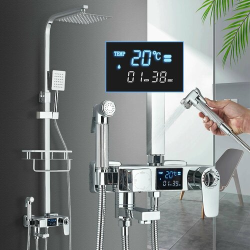 Латунный душевой набор Wermixer с термостатом и цифровым дисплеем 10500₽