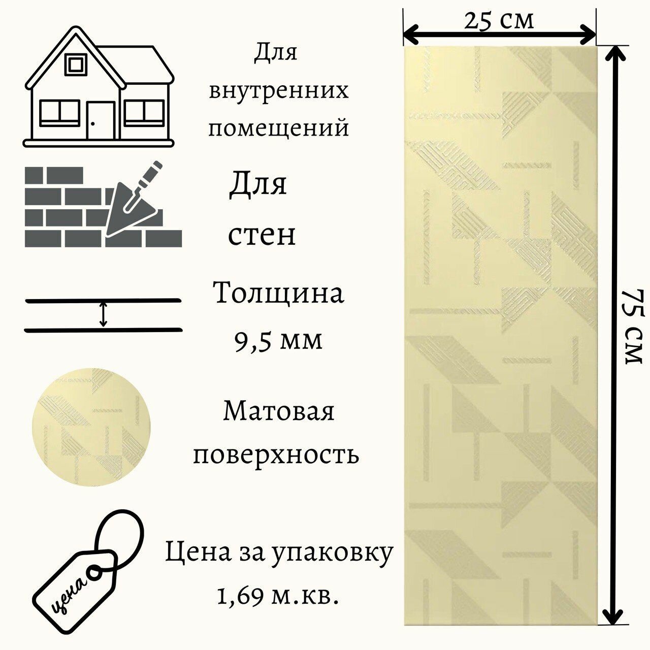 Плитка керамическая Сонет 3Д 75x25 см 1,69 м. кв.