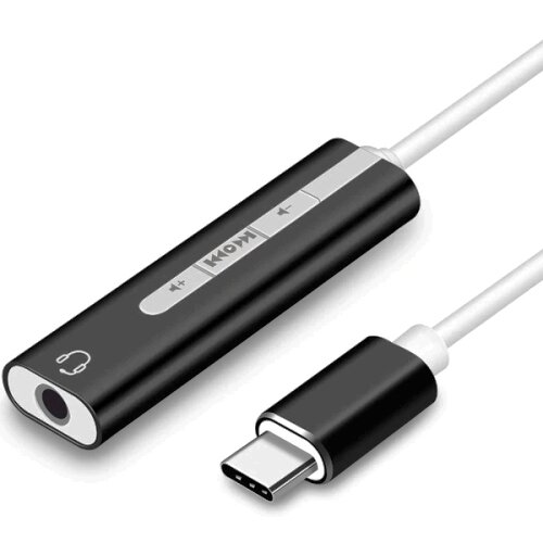 Внешняя звуковая карта Orient AU-05PLB адаптер USB Type C на гнездо 3.5мм для гарнитур и наушников - чёрный