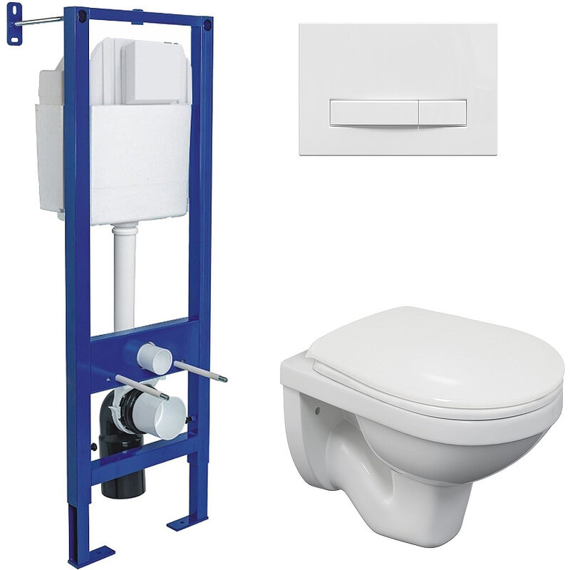 фото Комплект унитаза Berges Gamma с инсталляцией Atom Line 043336 с сиденьем Микролифт и Белой клавишей смыва