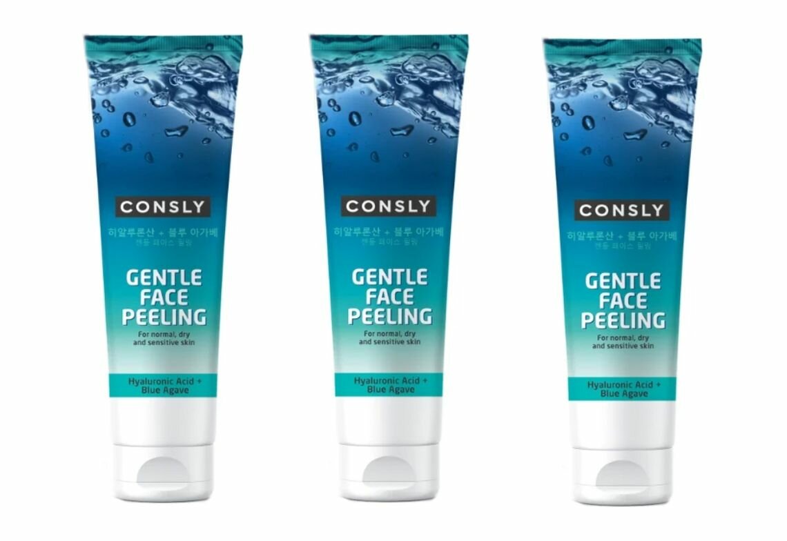 CONSLY Гель отшелушивающий для деликатного очищения Gentle Face Peeling With Hyaluronic Acid And Agave, 120мл - 3 штуки