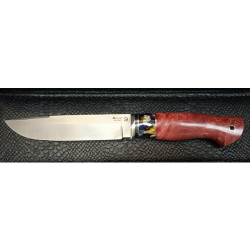 Нож кованый Гефест красный сталь М-390 рукоять стабилизированный кап клена нож кованый алтай синий сталь к 390 рукоять стабилизированный кап клена