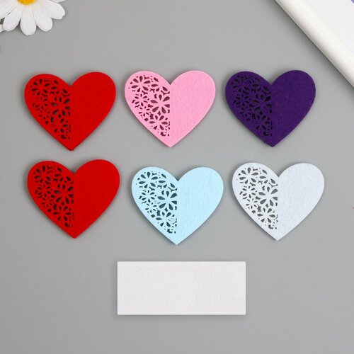 Наклейки из фетра Сердечко 6х5 см набор 6 шт 314₽