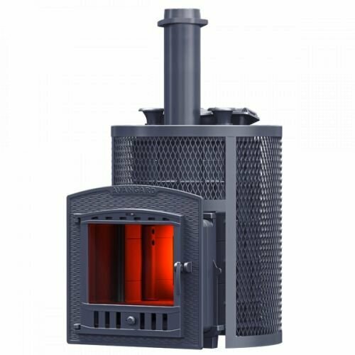 Чугунная дровяная печь для бани Авангард ЗК 30 П2 Ураган в круглой сетке 191000₽