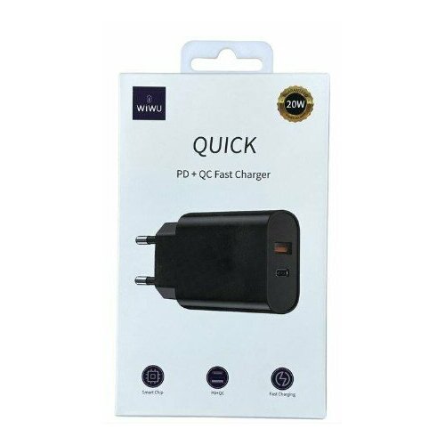 Сетевое зар. устр. WIWU Quick 1USB/1C 20W Wi-U002 черное