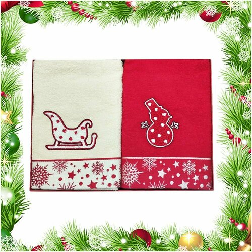 Набор новогодних кухонных полотенец 50х70 см - 2 штуки Vingi Ricami 3520₽