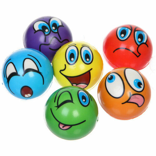 Мяч 63 см Веселые мордашки антистресс микс стикер на вложение 113₽