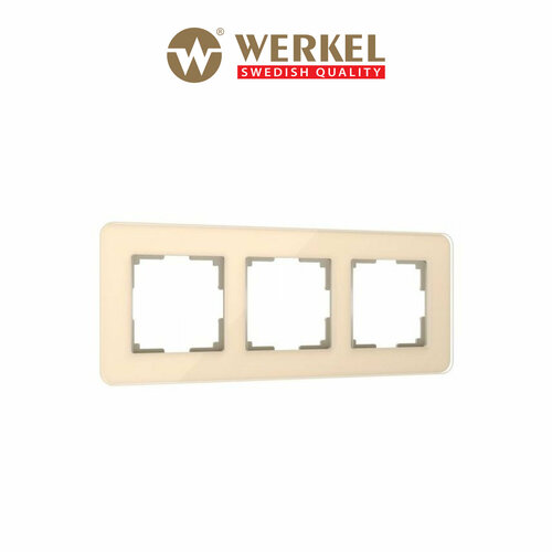 Рамка из стекла на 3 поста Werkel Elite W0032443 айвори рамка werkel elite одноместная айвори a057882