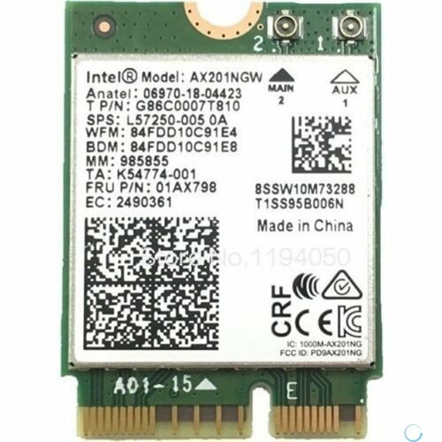 Intel® AX201. NGWG. NVW Wi-Fi 6 AX201, 2230, 2x2 AX+BT, No vPro®,999TD0 985855 сетевой адаптер intel ax201 ngwg w 999tcz