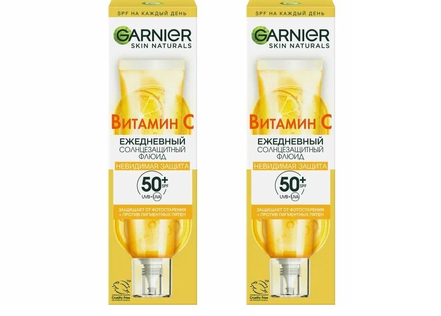 Солнцезащитный флюид Garnier, Невидимая Защита, Ежедневный, SPF 50+, 40 мл, 2 шт