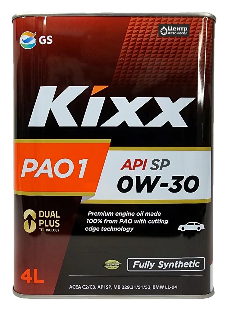 Синтетическое моторное масло Kixx PAO 1 0W-30, 4 л