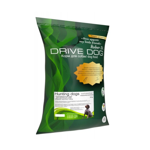 DRIVE DOG Hunting Dogs полнорационный сухой корм для Охотничьих собак средних и крупных пород говядина кролик и печень 10 кг