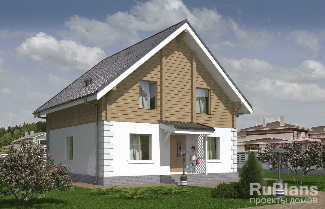 Проект одноэтажного дома с мансардой и террасой  139 м2  10м x 9м  Rg5489