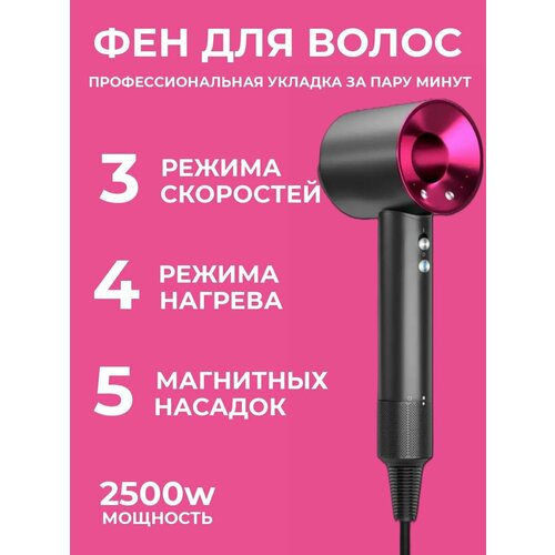 SOKANY Фен для волос hair dryer 2000 Вт скоростей 5 кол-во насадок 5 розовый черный 275300₽
