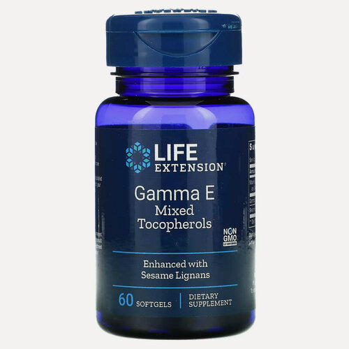 Изображение товара Life Extension, Гамма E Смешанные Токоферолы, 60 Мягких Желатиновых Капсул