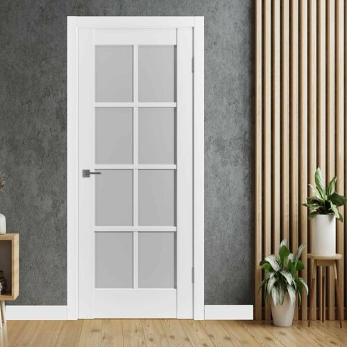 Межкомнатная дверь Прима 11 White 800х2000 остекленная (комплект)