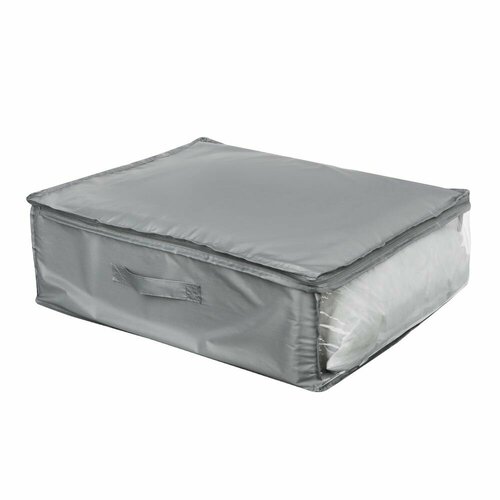 BY Швеция Кофр для подушек и одеял молния 55х45х19см полиэстер серый 399₽