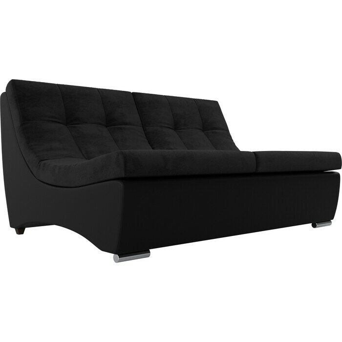 фото АртМебель Диван Монреаль велюр черный экокожа черный