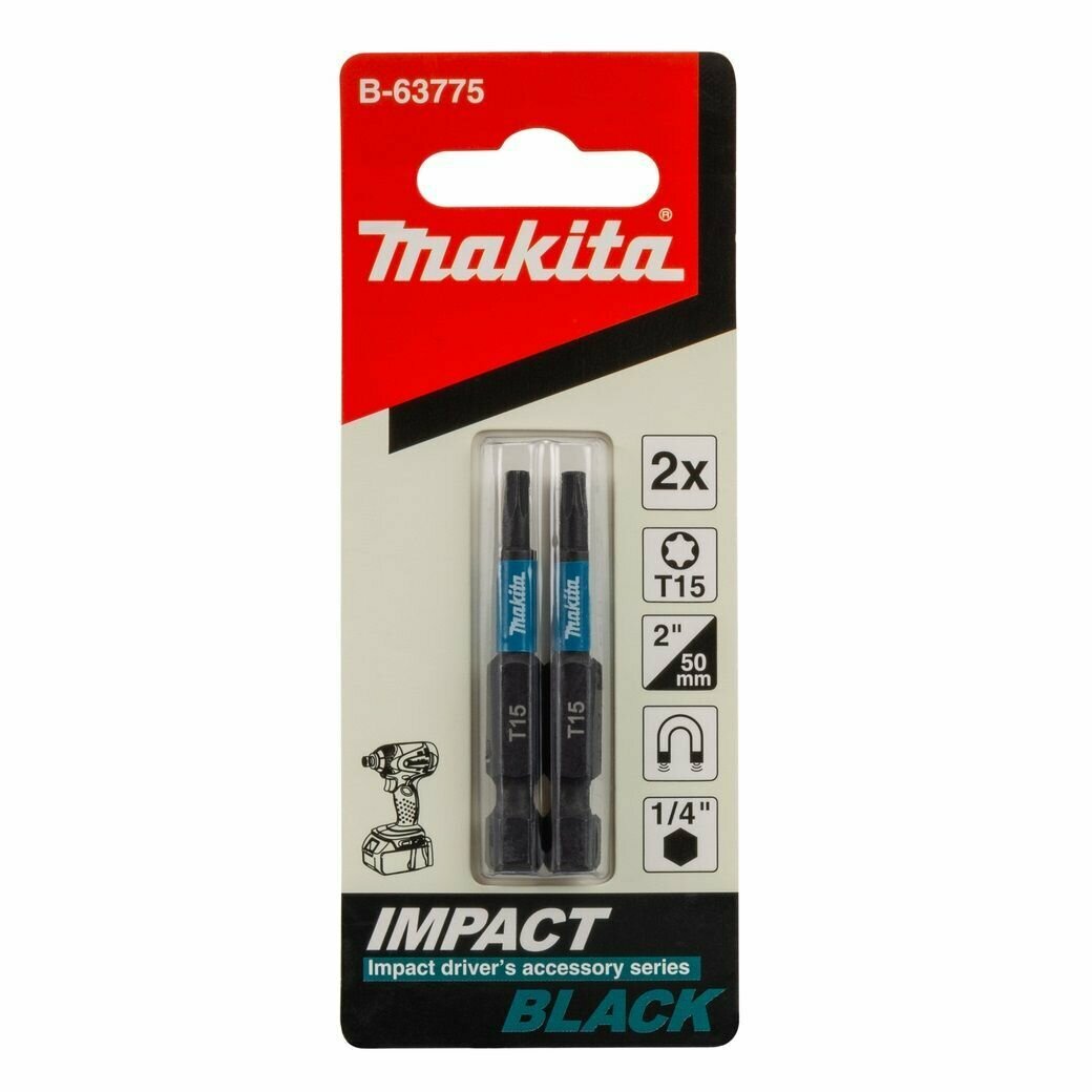 Бита Impact Black T15, 50 мм, E-form (MZ), 2 шт. Makita (B-63775)
