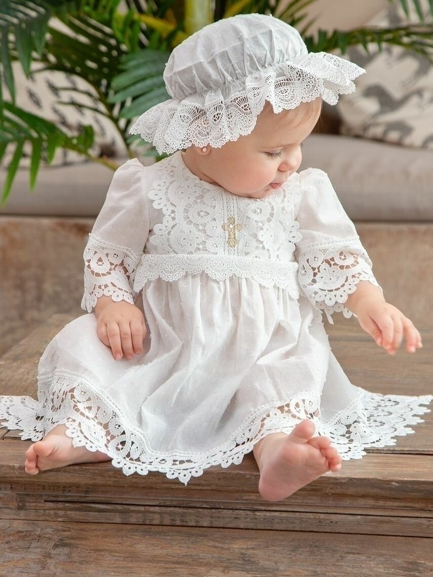 Комплект крестильный Jolly Baby, размер 80-86, молочный — фото 1