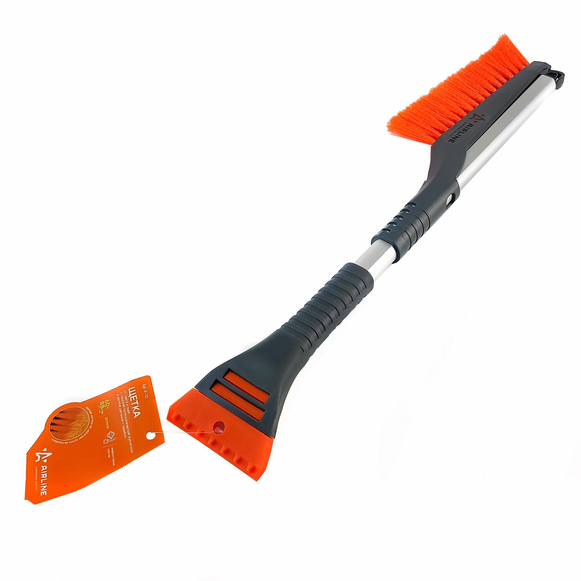 Щетка-сметка от снега со скребком 60-88 см, с плоской телескопической ручкой