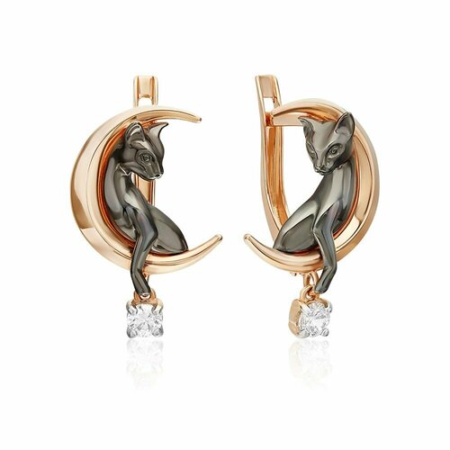 Серьги PLATINA красное золото 585 проба родирование фианит красный 47308₽