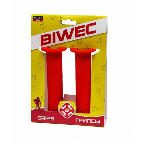 Грипсы Biwec. Резиновые ручки на руль велосипеда. Красные