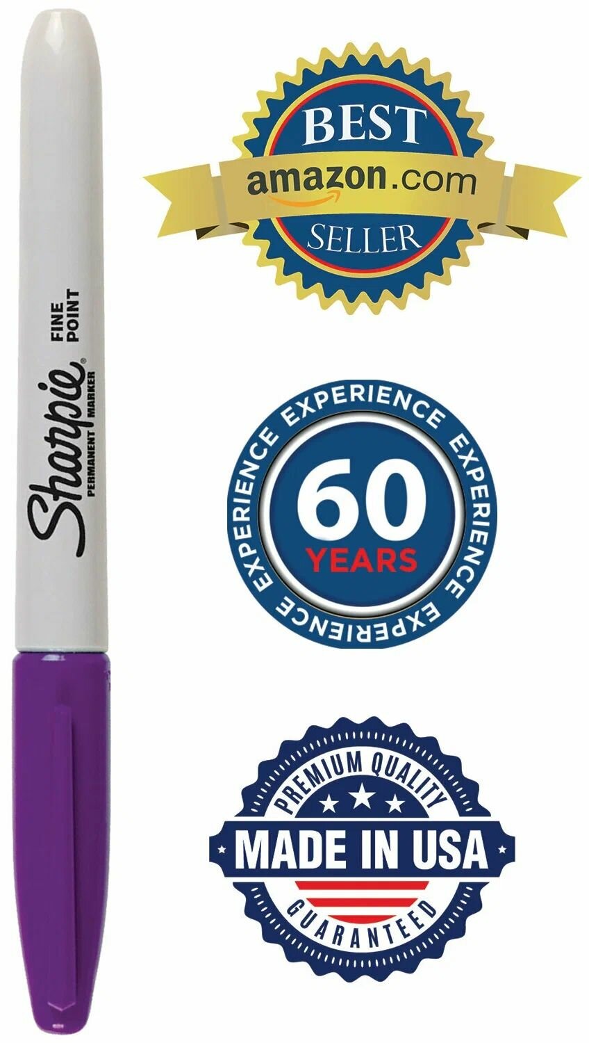 Маркер перманентный SHARPIE (США) фиолетовый, "Fine", круглый наконечник, 1 мм