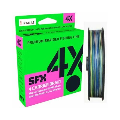 Леска плетеная SUFIX SFX 4X разноцветная 300 м 0.205 мм 11.5 кг PE 1.5