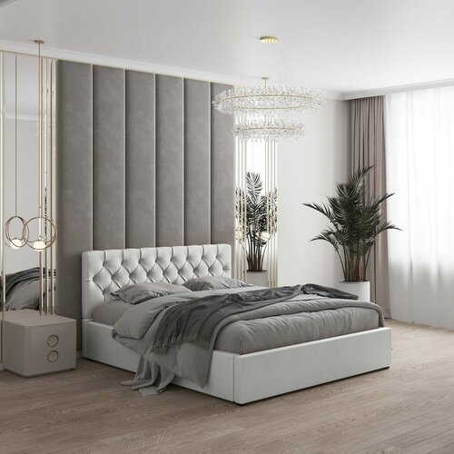 Односпальная кровать 120х200 Венеция (2024), ортопедическое основание с усиленными ламелями, подъёмный механизм, ящик для белья, фабрика Микс-Интерьер (Россия), гарантия 5 лет, ширина (матраса) 120 см (120*200 см), белый микровелюр