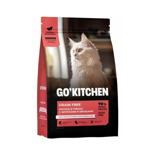 Сухой корм GO! KITCHEN беззерновой: лосось и треска для котят и кошек (CARNIVORE GF Salmon + Cod Recipe for Cats), 7,26 кг