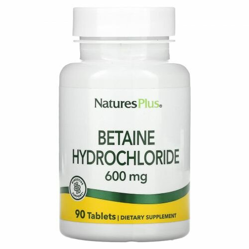 Картинки Nature's Plus, Betaine Hydrochloride, Бетаин гидрохлорид 600 мг, 90 таблеток
