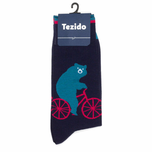 фото Носки tezido, размер 41-46, черный, красный, голубой