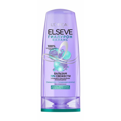 L'OREAL Бальзам для волос, жирных у корней и обезвоженных на кончиках Гиалурон Баланс, 400 мл