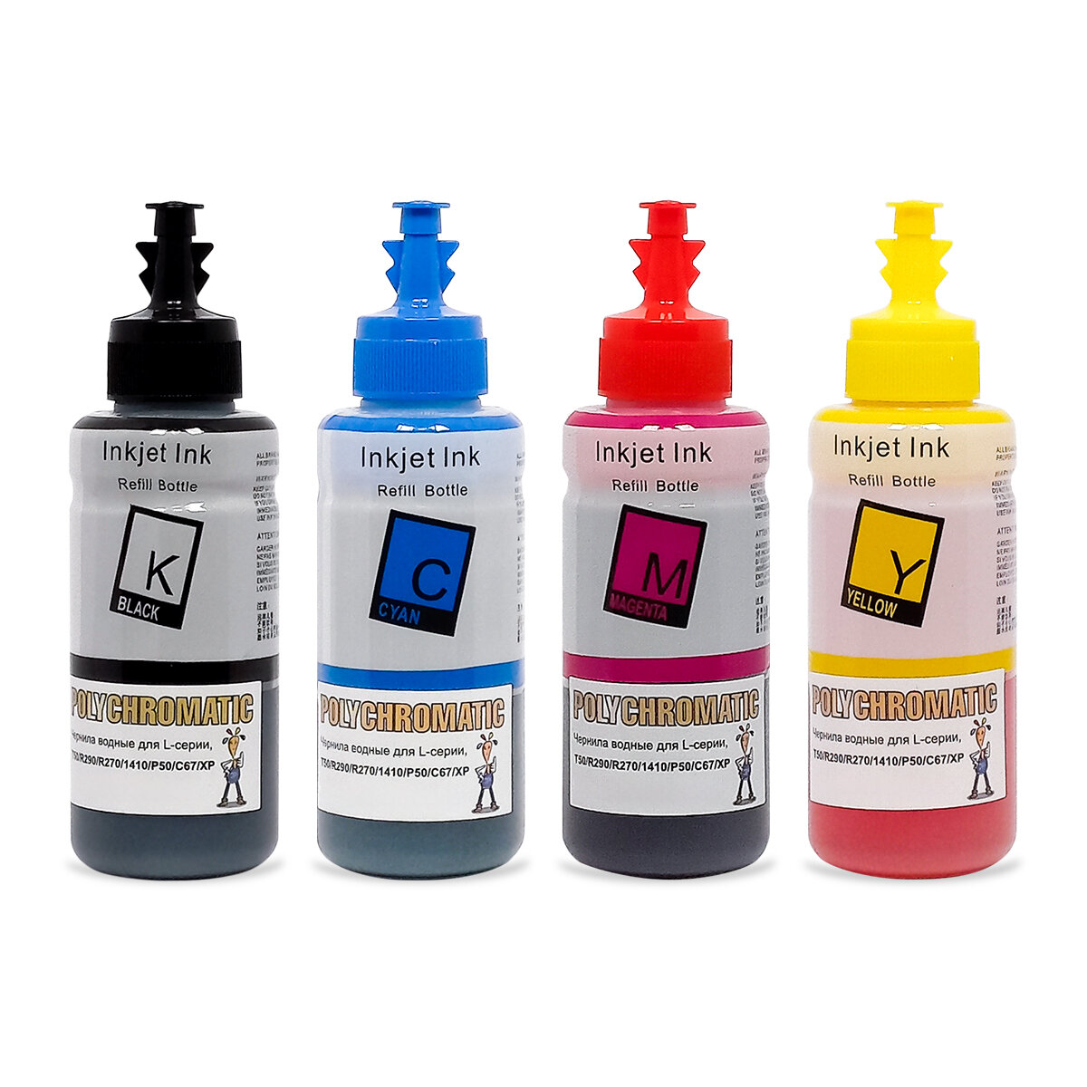 Чернила Polychromatic (JetPrint) (водные) для Epson 4 цв. по 100 мл (Bk, C, M, Y)